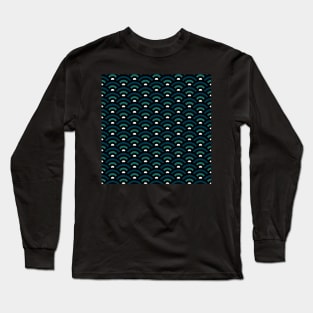 Seigaiha Teal Pattern Long Sleeve T-Shirt